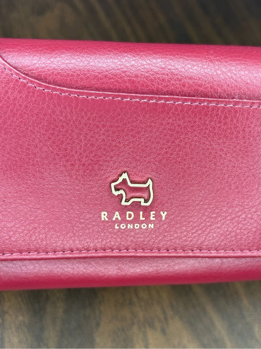 Radley London Burgundy Leather Flap Wallet Scottie Dog Logo Zip Coin Pocket - Picture 3 of 8